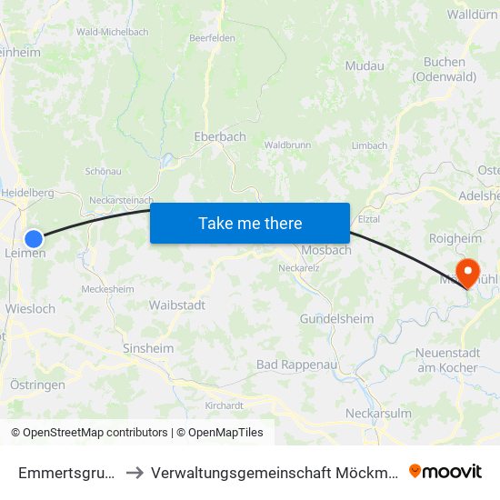 Emmertsgrund to Verwaltungsgemeinschaft Möckmühl map