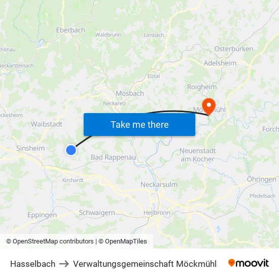 Hasselbach to Verwaltungsgemeinschaft Möckmühl map