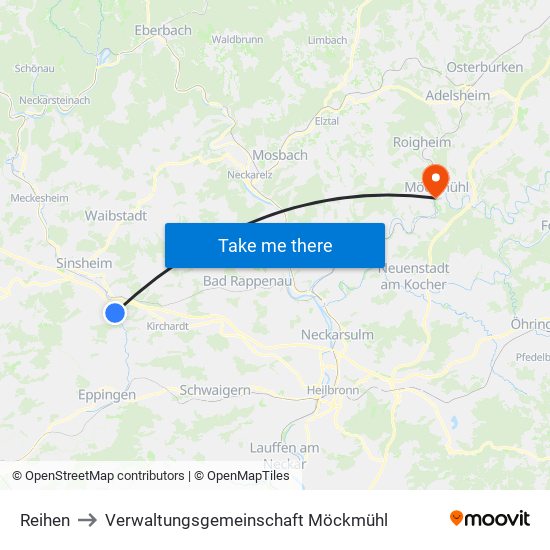 Reihen to Verwaltungsgemeinschaft Möckmühl map