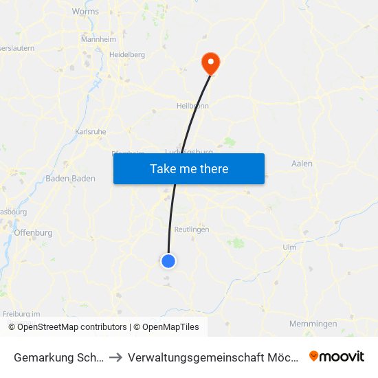 Gemarkung Schlatt to Verwaltungsgemeinschaft Möckmühl map