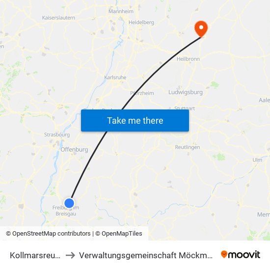 Kollmarsreute to Verwaltungsgemeinschaft Möckmühl map