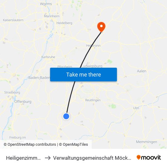 Heiligenzimmern to Verwaltungsgemeinschaft Möckmühl map