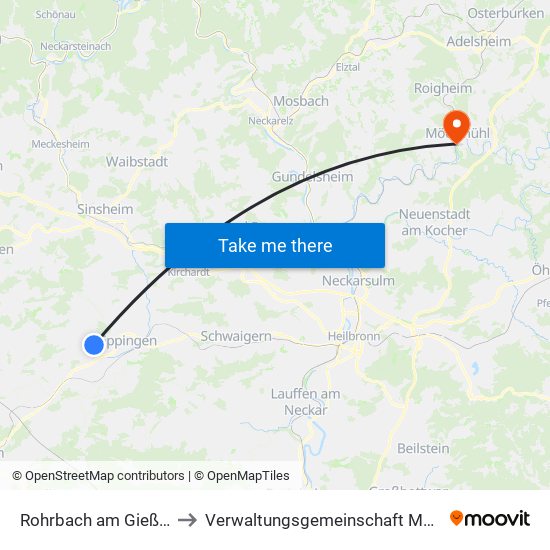 Rohrbach am Gießhübel to Verwaltungsgemeinschaft Möckmühl map
