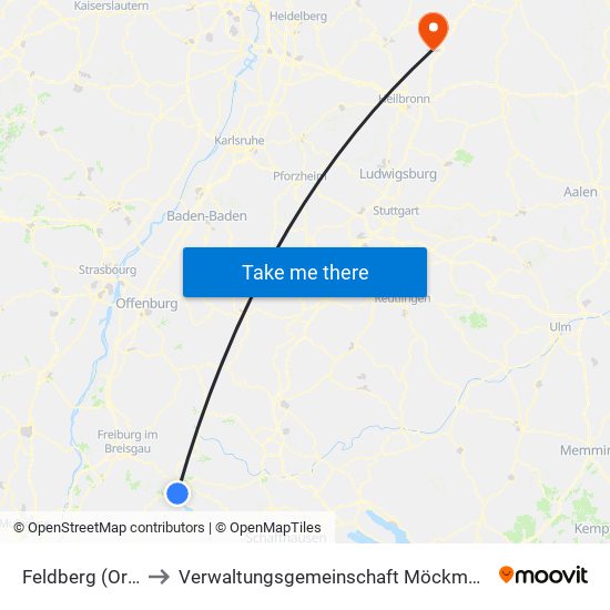 Feldberg (Ort) to Verwaltungsgemeinschaft Möckmühl map