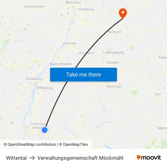 Wittental to Verwaltungsgemeinschaft Möckmühl map