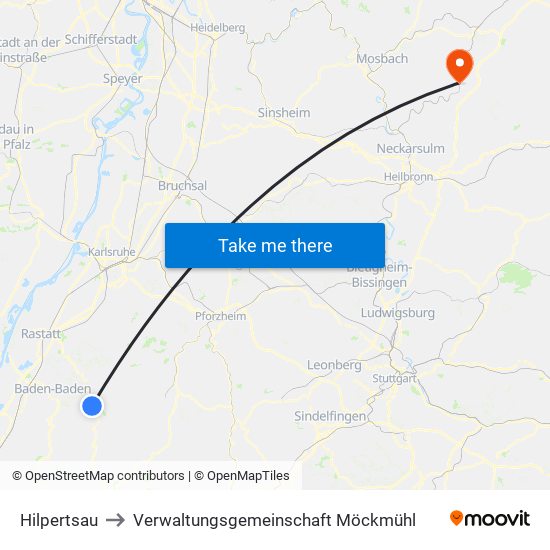 Hilpertsau to Verwaltungsgemeinschaft Möckmühl map