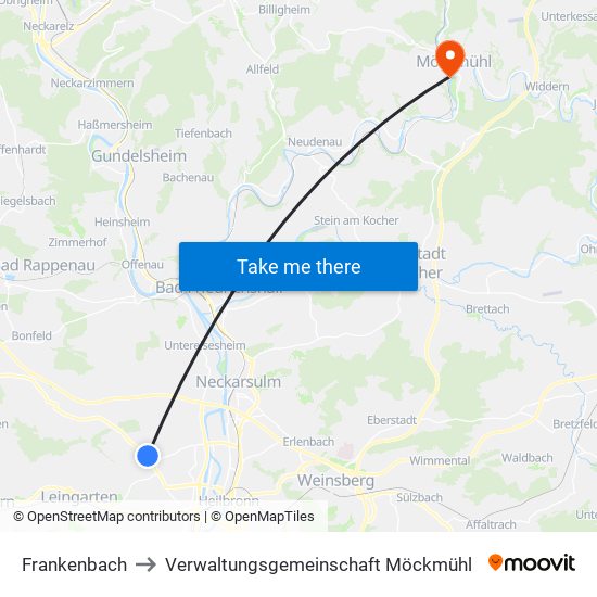 Frankenbach to Verwaltungsgemeinschaft Möckmühl map