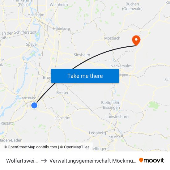 Wolfartsweier to Verwaltungsgemeinschaft Möckmühl map