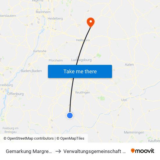 Gemarkung Margrethausen to Verwaltungsgemeinschaft Möckmühl map