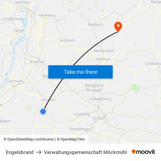 Engelsbrand to Verwaltungsgemeinschaft Möckmühl map