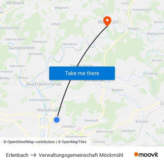 Erlenbach to Verwaltungsgemeinschaft Möckmühl map