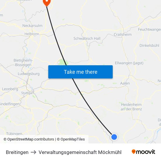 Breitingen to Verwaltungsgemeinschaft Möckmühl map