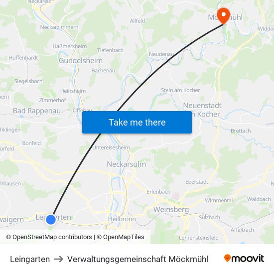 Leingarten to Verwaltungsgemeinschaft Möckmühl map