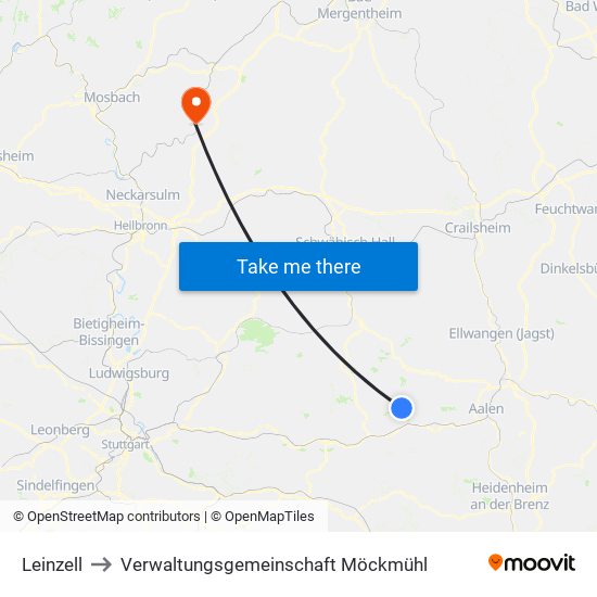 Leinzell to Verwaltungsgemeinschaft Möckmühl map