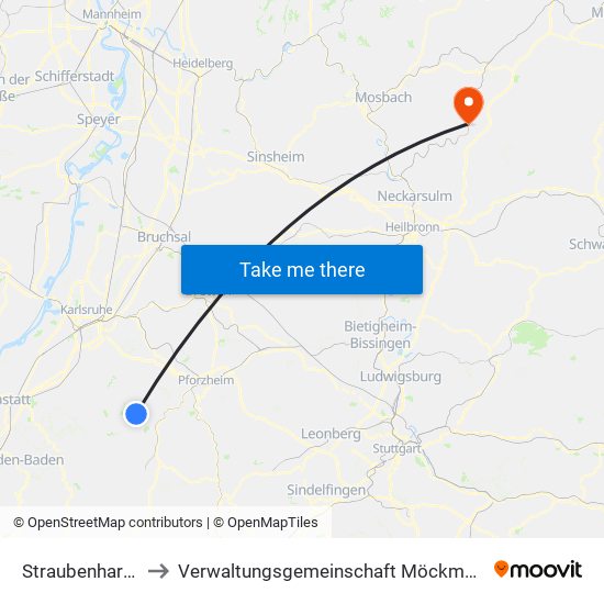 Straubenhardt to Verwaltungsgemeinschaft Möckmühl map
