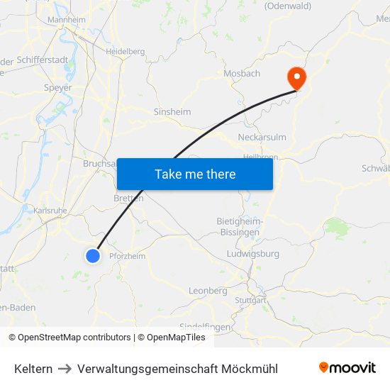 Keltern to Verwaltungsgemeinschaft Möckmühl map