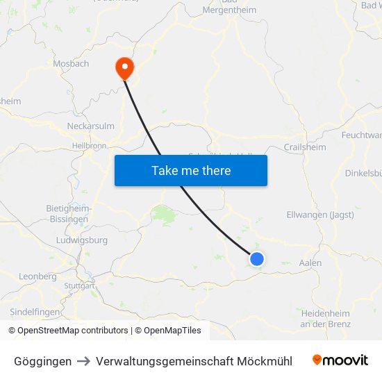 Göggingen to Verwaltungsgemeinschaft Möckmühl map