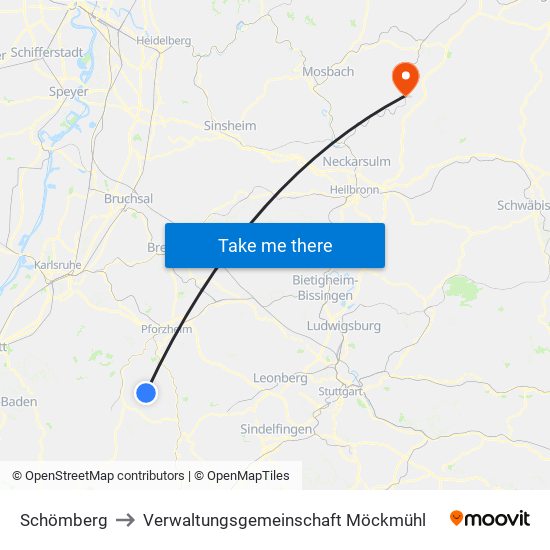 Schömberg to Verwaltungsgemeinschaft Möckmühl map