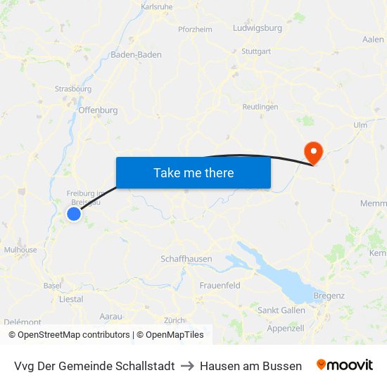Vvg Der Gemeinde Schallstadt to Hausen am Bussen map