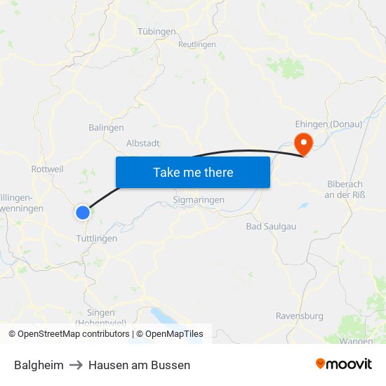 Balgheim to Hausen am Bussen map