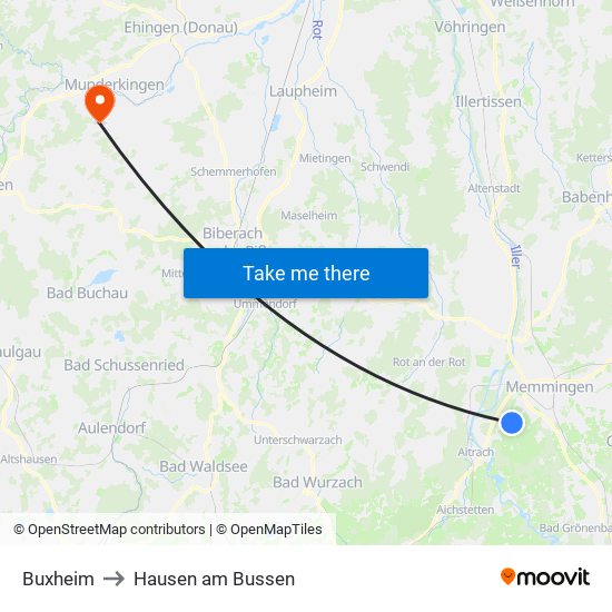 Buxheim to Hausen am Bussen map