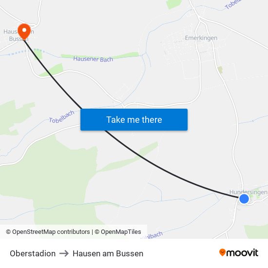 Oberstadion to Hausen am Bussen map