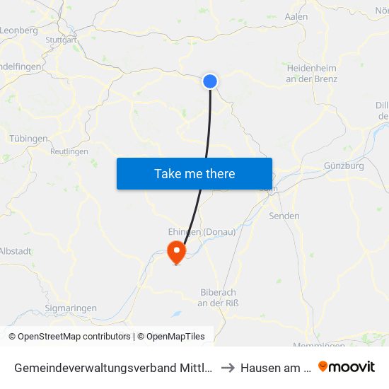 Gemeindeverwaltungsverband Mittleres Fils-Lautertal to Hausen am Bussen map