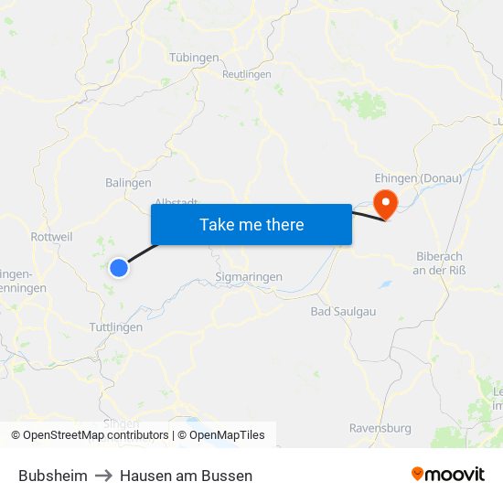 Bubsheim to Hausen am Bussen map