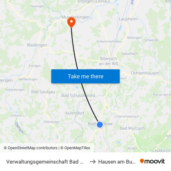 Verwaltungsgemeinschaft Bad Waldsee to Hausen am Bussen map