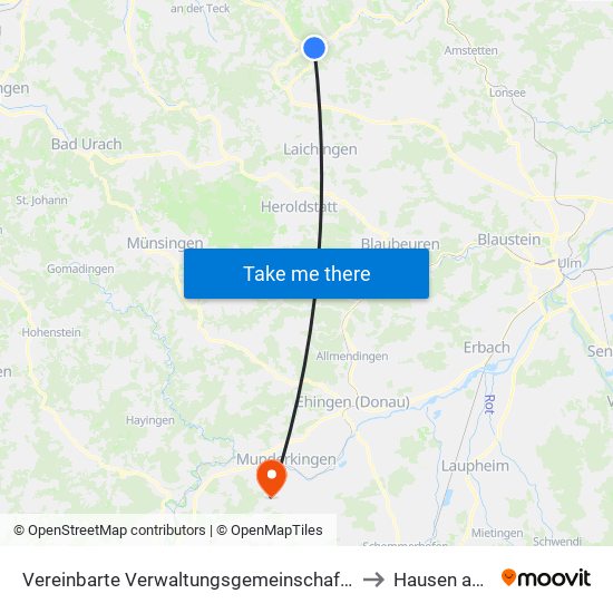 Vereinbarte Verwaltungsgemeinschaft Der Gemeinde Deggingen to Hausen am Bussen map