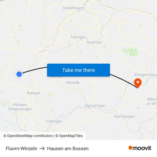 Fluorn-Winzeln to Hausen am Bussen map