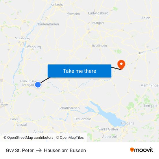 Gvv St. Peter to Hausen am Bussen map