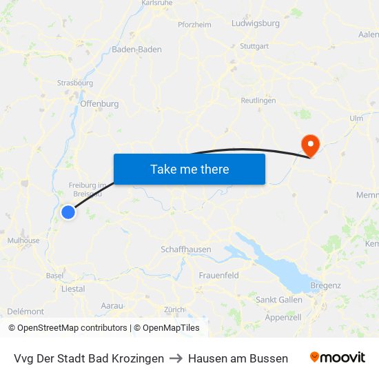 Vvg Der Stadt Bad Krozingen to Hausen am Bussen map