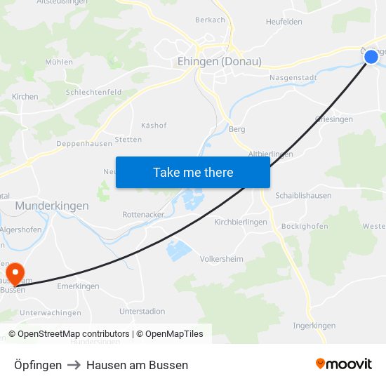 Öpfingen to Hausen am Bussen map