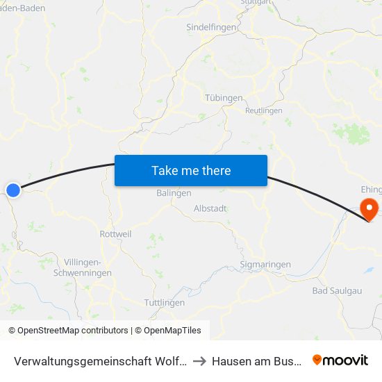Verwaltungsgemeinschaft Wolfach to Hausen am Bussen map