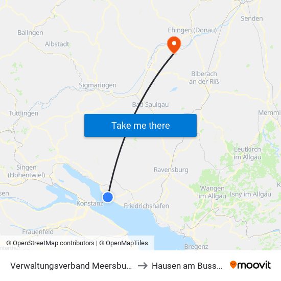 Verwaltungsverband Meersburg to Hausen am Bussen map