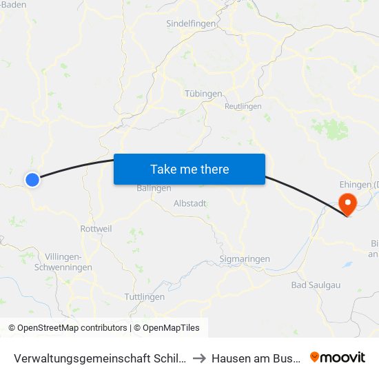Verwaltungsgemeinschaft Schiltach to Hausen am Bussen map