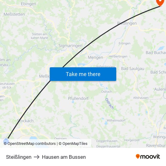 Steißlingen to Hausen am Bussen map