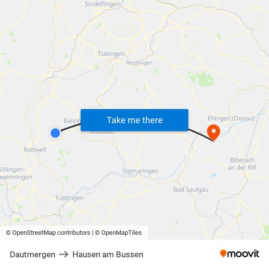 Dautmergen to Hausen am Bussen map