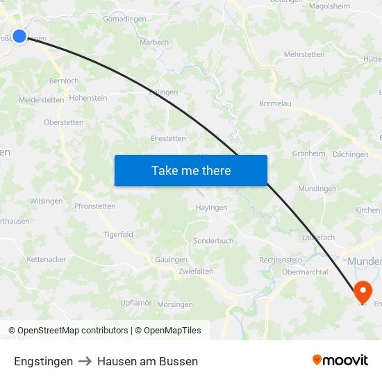 Engstingen to Hausen am Bussen map