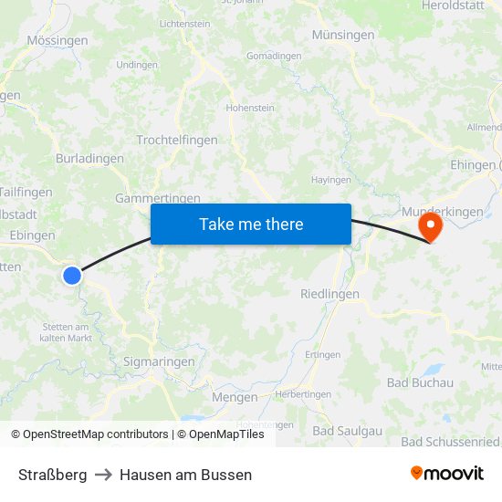 Straßberg to Hausen am Bussen map