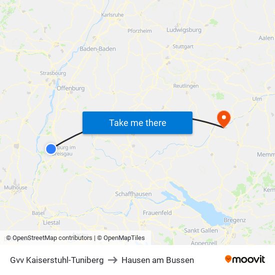 Gvv Kaiserstuhl-Tuniberg to Hausen am Bussen map