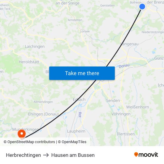 Herbrechtingen to Hausen am Bussen map