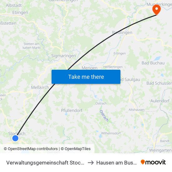 Verwaltungsgemeinschaft Stockach to Hausen am Bussen map