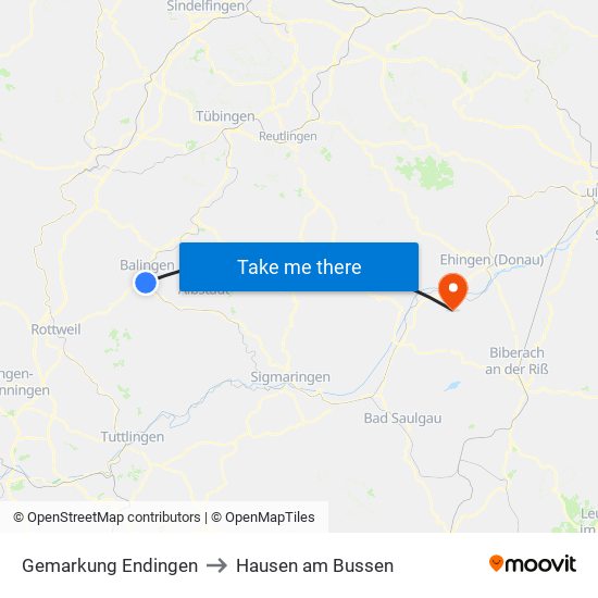 Gemarkung Endingen to Hausen am Bussen map