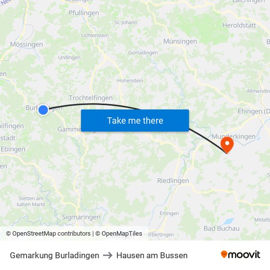 Gemarkung Burladingen to Hausen am Bussen map