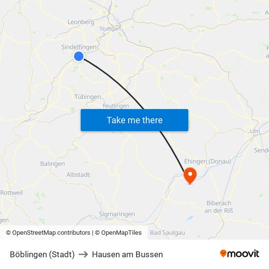 Böblingen (Stadt) to Hausen am Bussen map