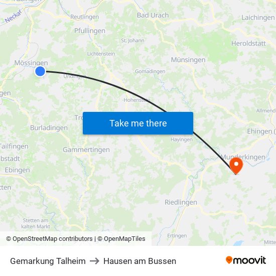 Gemarkung Talheim to Hausen am Bussen map