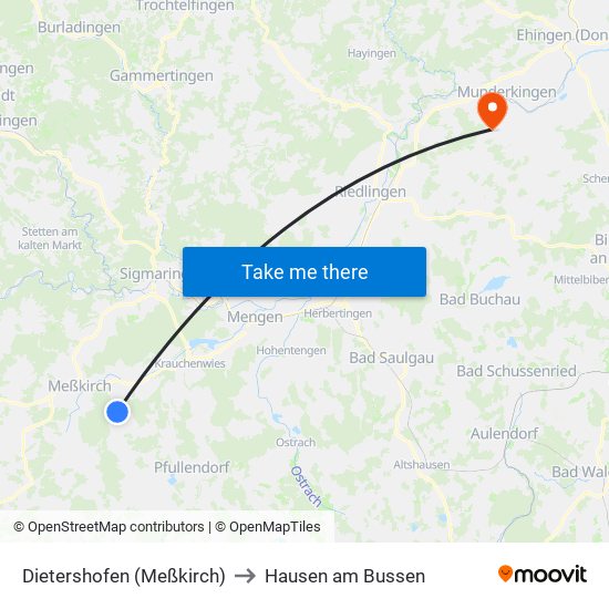 Dietershofen (Meßkirch) to Hausen am Bussen map