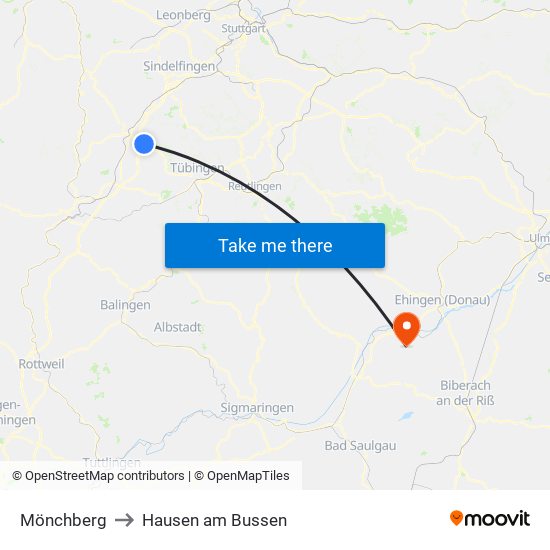 Mönchberg to Hausen am Bussen map
